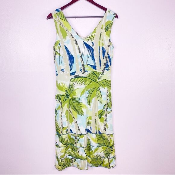 Weekend Traffic Tropical Print Tiered Hem Sleeveless Shift Dress XS - Picture 7 of 10